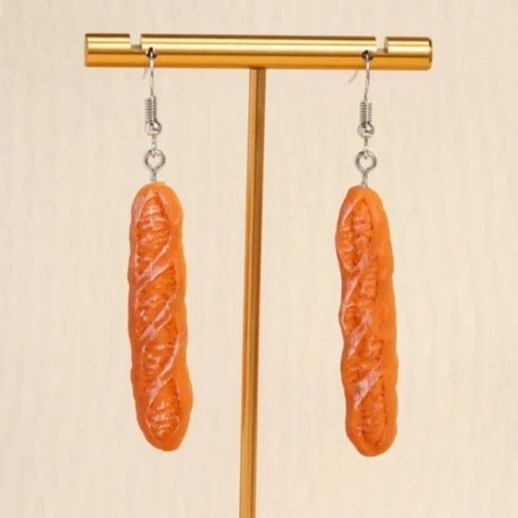 ✨ FREE Bread Snack Food Boho Peasant Hipster Pop Art Deco Farm Hippie Earrings - Picture 4 of 4